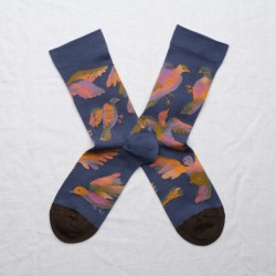 Chaussette Oiseaux Denim - Bonne Maison