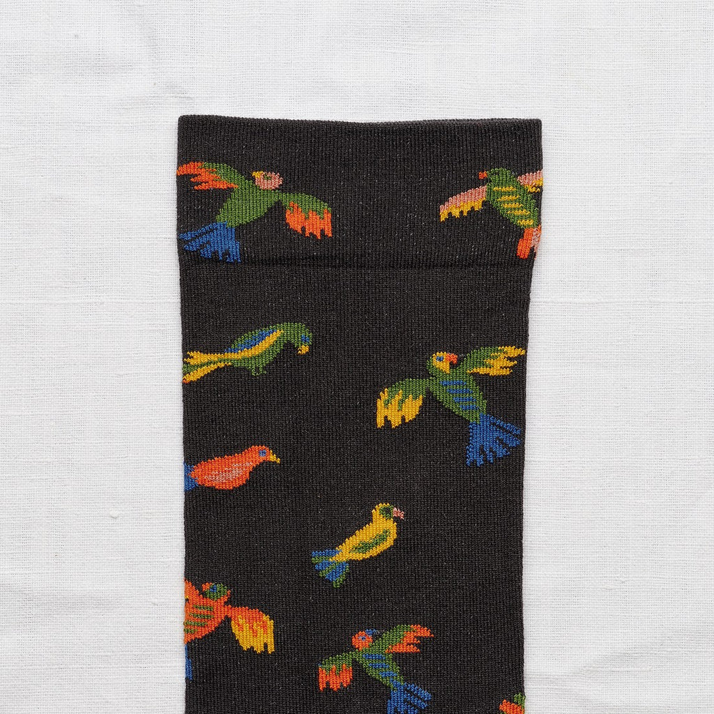 chaussettes - bonne maison -  Oiseaux - Noir - femme - homme - mixte