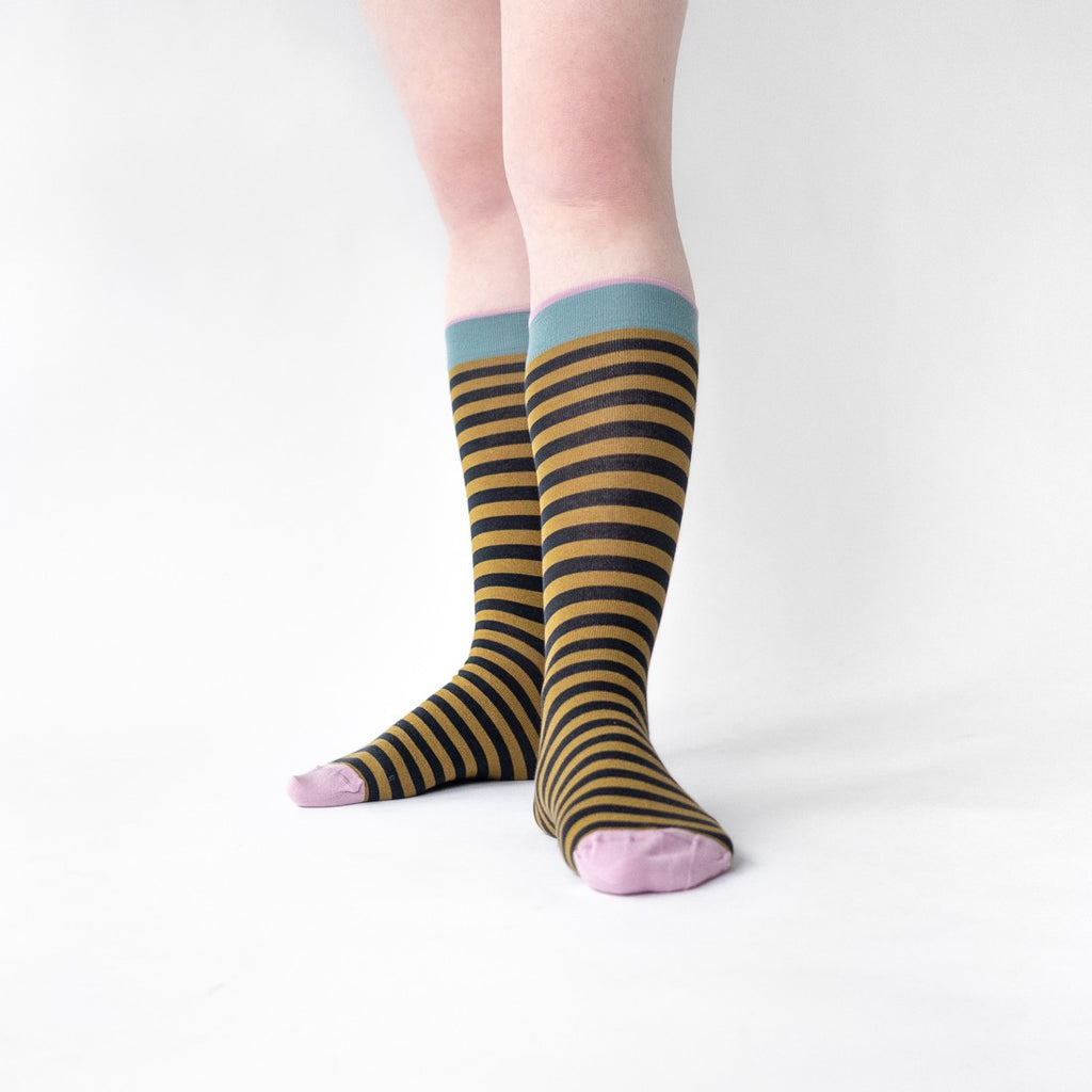 chaussettes - bonne maison -  Rayure - Vert - femme - homme - mixte