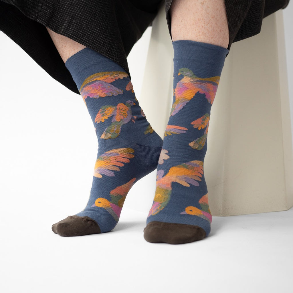 Chaussette Oiseaux Denim
