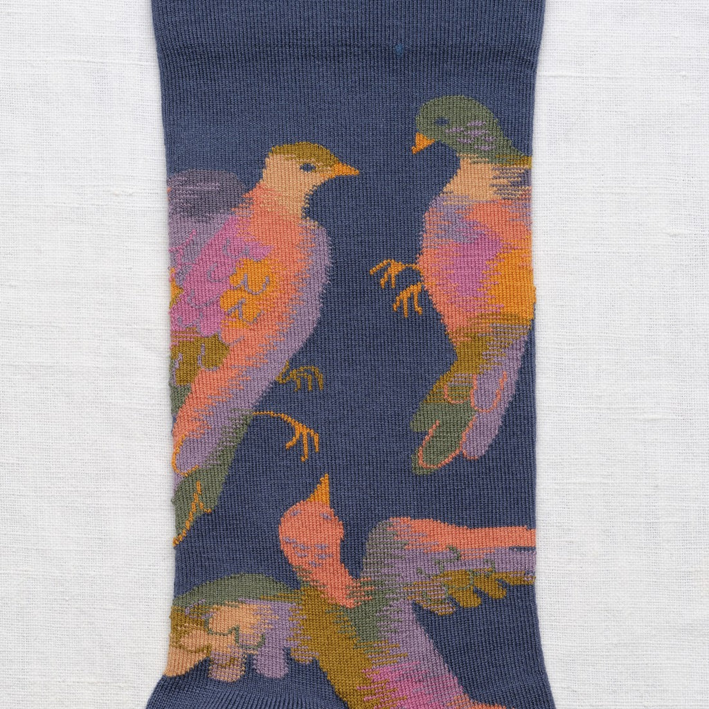 Chaussette Oiseaux Denim
