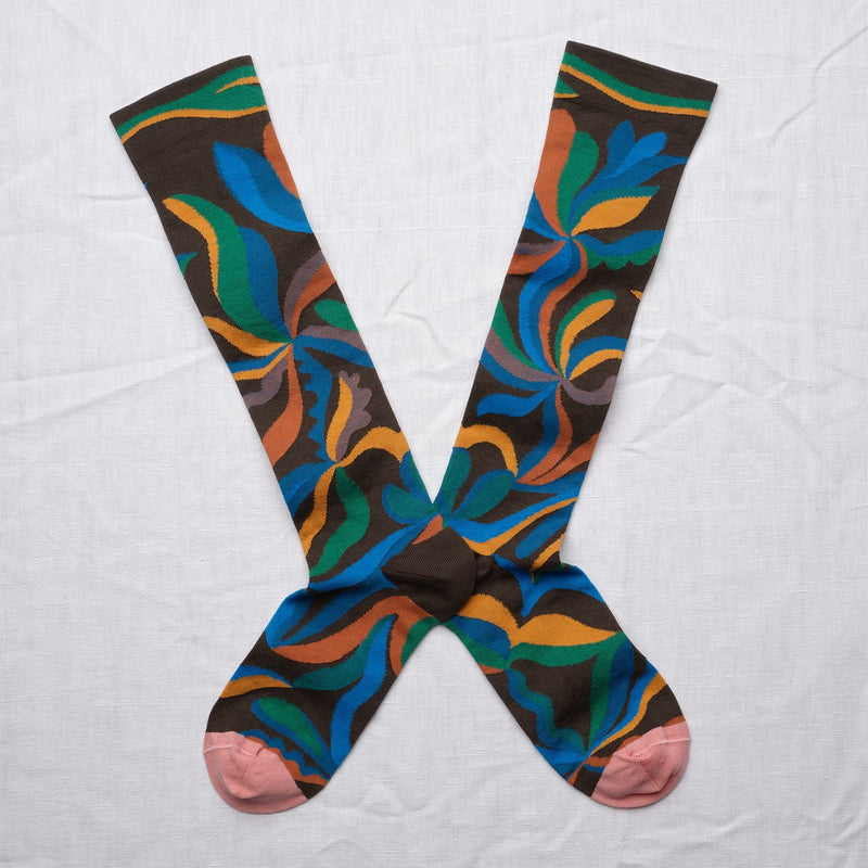 Abstract Floral Knee-High Socks