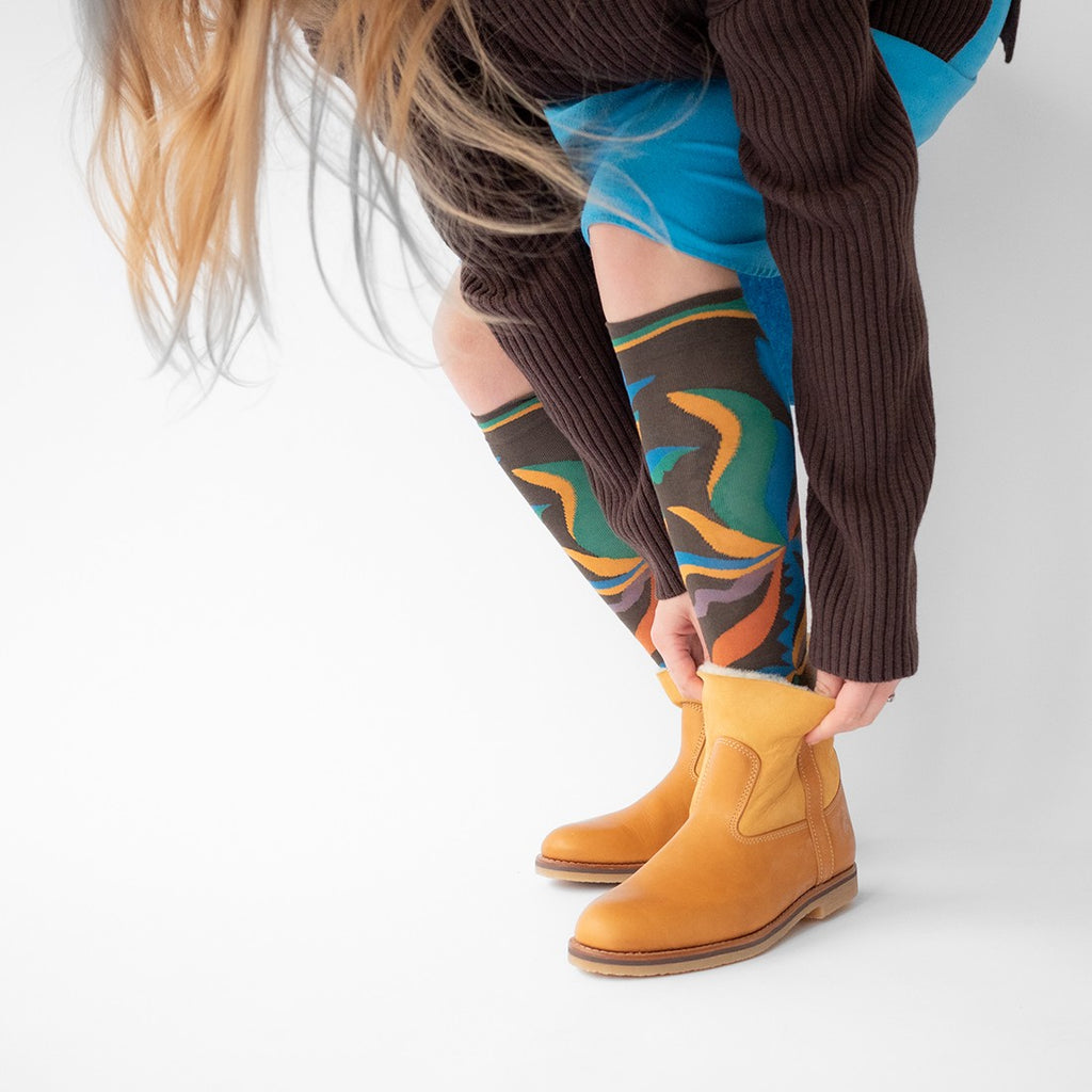 Abstract Floral Knee-High Socks