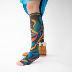 Abstract Floral Knee-High Socks