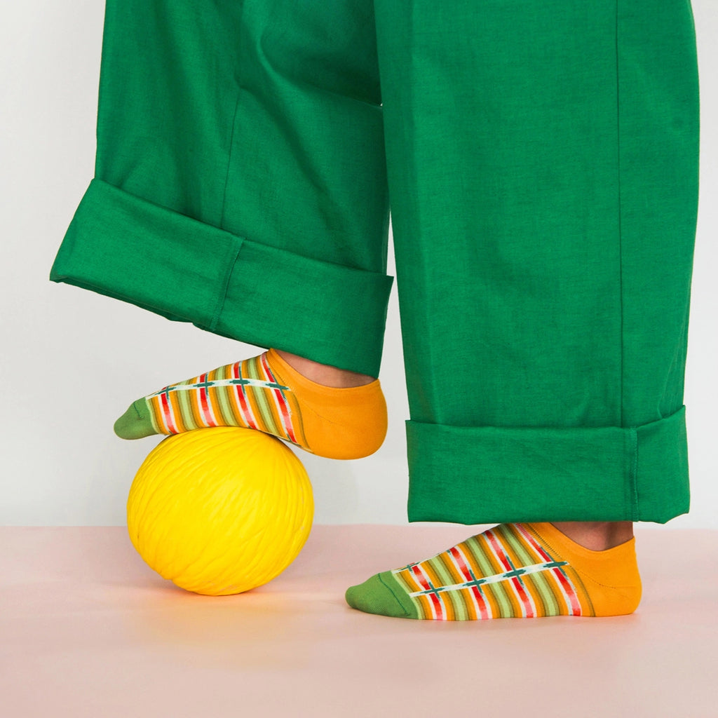 Socquettes Carreaux Curcuma